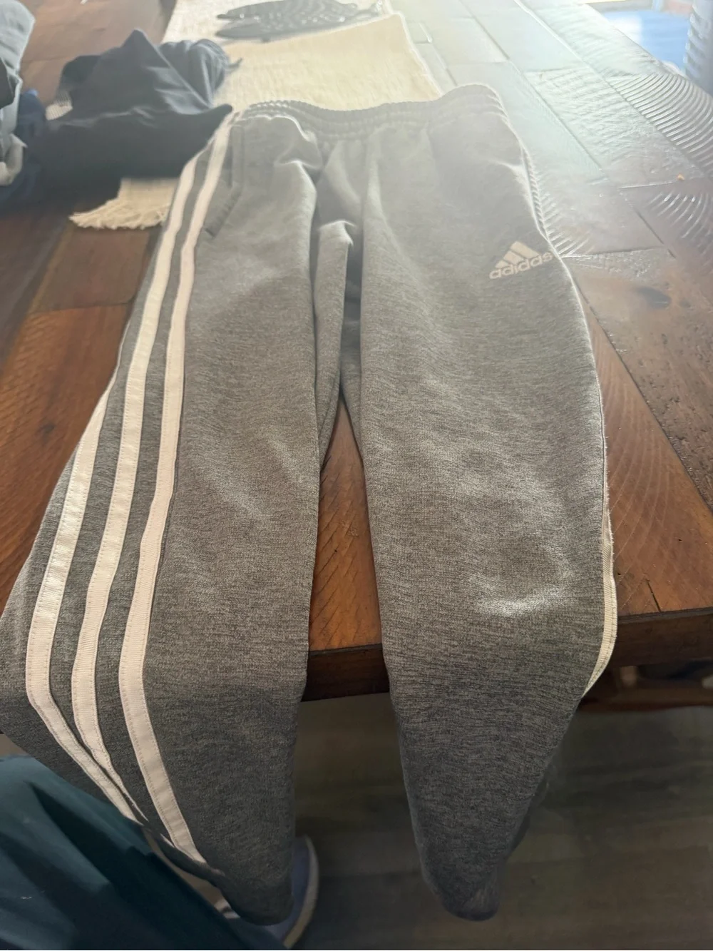 adidas Grey Jogger Pants with White Three Stripes